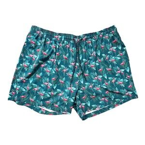 Caribbean Flamingo Size 3X B Tropical Beach Trunk Elastic Waist Swimwear Short